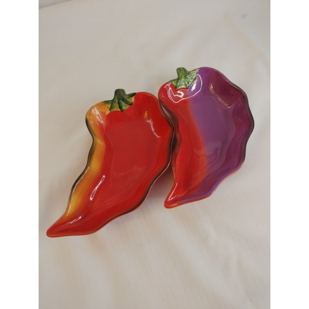 Clay Art Red Chili Peppers Bowl Set Of Two